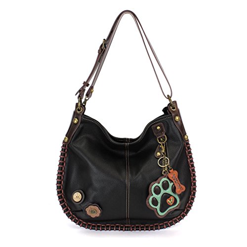 chala バッグ パッチ カバン かわいい CHALA Crossbody Handbag, Hobo Style, Casual, Soft, Shoulder or Crossbody - Teal Paw - Blackchala バッグ パッチ カバン かわいい|angelica