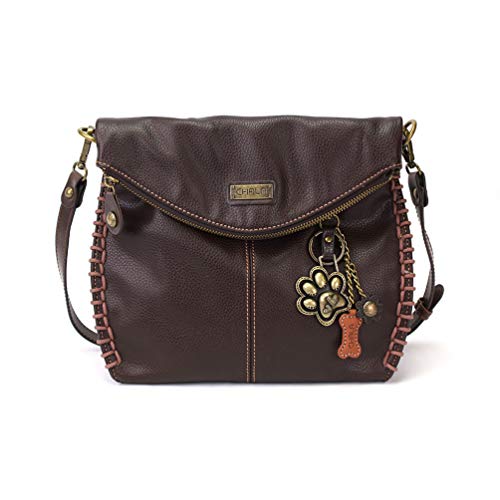 chala バッグ パッチ カバン かわいい Chala Charming Crossbody Bag with Zipper Flap Top and Metal Chain - Dark Brown - Paw Printchala バッグ パッチ カバン かわいい｜angelica 20,424円