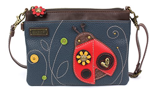 chala バッグ パッチ カバン かわいい Chala LadyBug Print Zipped Small Crossbody Phone Purse with Adjustable Strap in Navy Blue Colorchala バッグ パッチ カバン かわいい