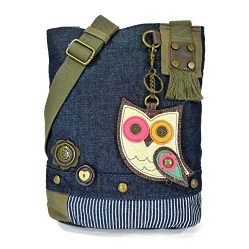 chala 御徒面子 継ぎ切れ 鞄 愛くるしい Chala Handbag Patch Crossbody Handbags with Owl Key-Fob (Denim)chala 御徒面子 継ぎ切れ 鞄 愛くるしい