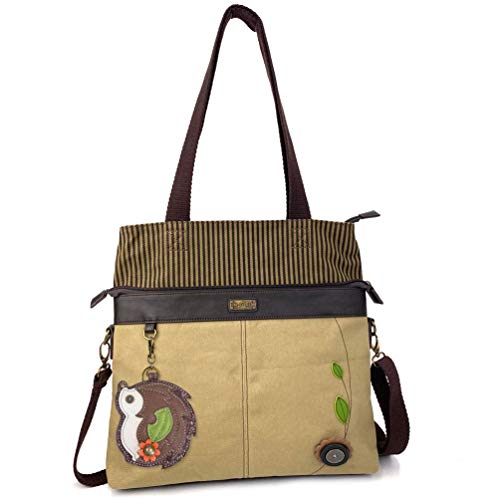 chala バッグ パッチ カバン かわいい CHALA Canvas Convertible Olive Brown Stripe Work Tote- Olive (Hedgehog)chala バッグ パッチ カバン かわいい｜angelica