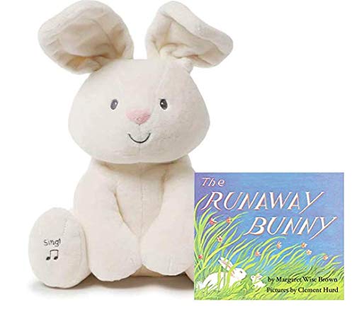 ガンド ぬいぐるみ リアル お世話 かわいい 送料無料 Gund Bundle Flora The Bunny Animated Plush Stuffed Animal Toy Cream 12 And The Runaway Bunny Boardbook Flora The Bunny And Book Gift Set With Persoガンド
