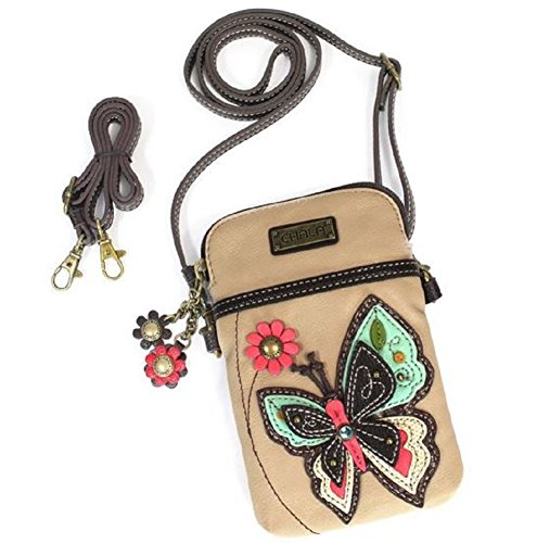 chala バッグ パッチ カバン かわいい CHALA Garden Animal Collection Cell Phone Crossbody Purse-Women PU Leather/Canvas Multicolor Handbag with Adjustable Strap - New Butterfly - ivorychala バッグ パッチ カバン かわいい｜angelica