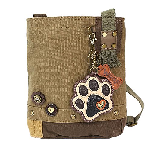 chala バッグ パッチ カバン かわいい CHALA Patch Cross-Body Women Handbag, Olive Canvas Messenger Bag - Paw Printchala バッグ パッチ カバン かわいい