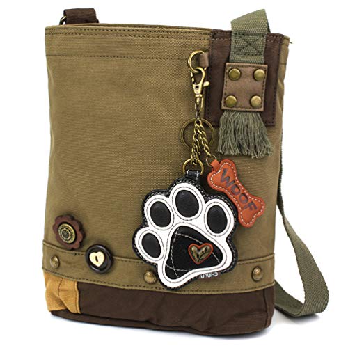 chala バッグ パッチ カバン かわいい CHALA Patch Cross-Body Women Handbag Canvas Messenger Bag - PawPrint B\u0026W - Olivechala バッグ パッチ カバン かわいい