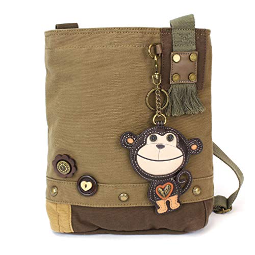 chala バッグ パッチ カバン かわいい CHALA Handbag Patch Crossbody SMARTIE MONKEY Dark Olive Green Canvaschala バッグ パッチ カバン かわいい