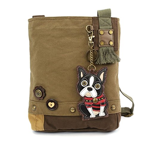 chala バッグ パッチ カバン かわいい CHALA Womens Canvas Patch Crossbody Handbag Boston Terrier - Olivechala バッグ パッチ カバン かわいい