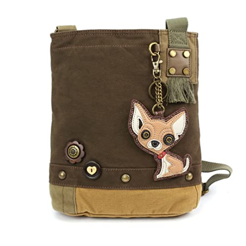 chala バッグ パッチ カバン かわいい Chala Womens Canvas Patch Crossbody Handbag\"Boston Terrier\" - Dark Brownchala バッグ パッチ カバン かわいい