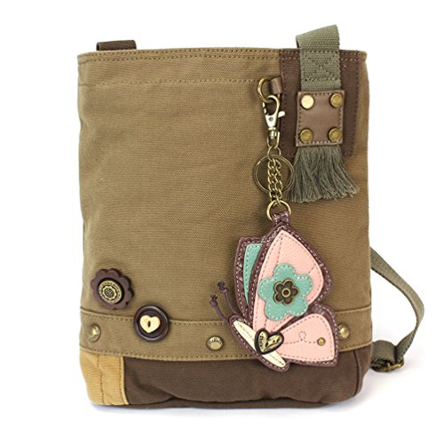 chala バッグ パッチ カバン かわいい CHALA Patch Cross-Body Women Handbag, Canvas Messenger Bag - Butterfly - Olivechala バッグ パッチ カバン かわいい