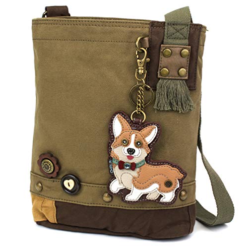 chala バッグ パッチ カバン かわいい CHALA Patch Cross-Body Women Handbag Canvas Messenger Bag - Corgi - Olivechala バッグ パッチ カバン かわいい