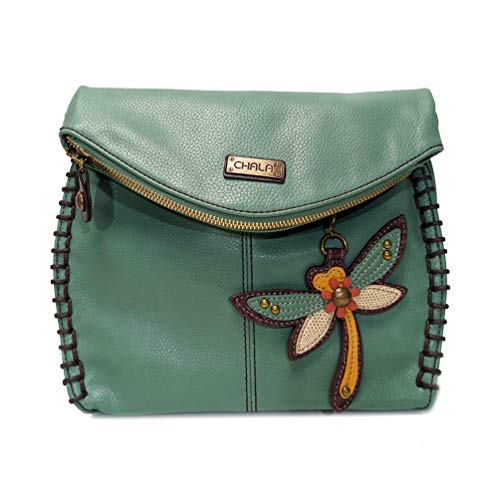 chala バッグ パッチ カバン かわいい Chala Charming Teal Crossbody Bag With Flap Top and Zipper or Shoulder Handbag (Keyfob_ Dragonfly)chala バッグ パッチ カバン かわいい