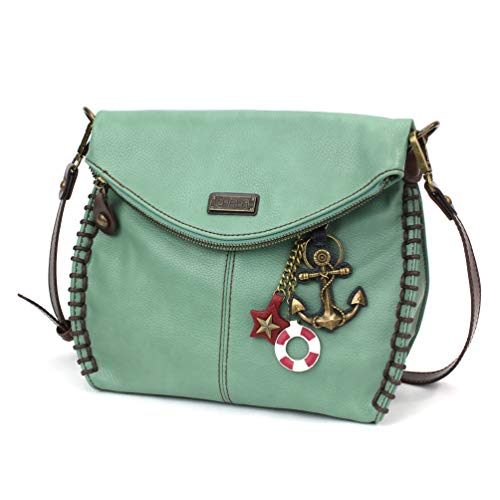 chala 御徒面子 継ぎ切れ 鞄 愛くるしい CHALA Charming Teal Crossbody Bag With Flap Top and Zipper or Shoulder Handbag (Metal Anchor - Teal)chala 御徒面子 継ぎ切れ 鞄 愛くるしい