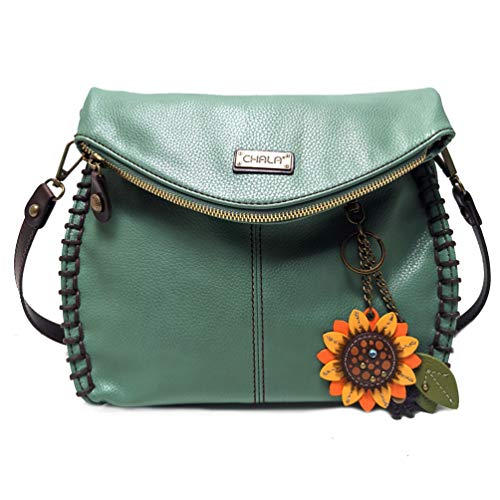 chala バッグ パッチ カバン かわいい Chala Charming Teal Crossbody Bag With Flap Top and Zipper or Shoulder Handbag (609 Mini Sunflower)chala バッグ パッチ カバン かわいい