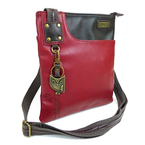 chala バッグ パッチ カバン かわいい CHALA Handbag Xbody Swing Bag, Crossbody Swing Bag, FAUX Leather, 2 Tone (Owl, Burgundy/Black)chala バッグ パッチ カバン かわいい