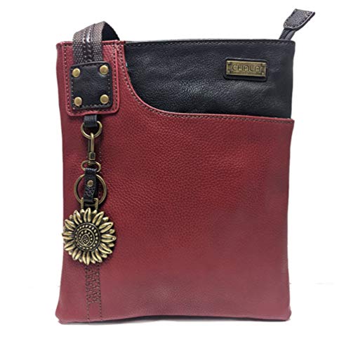 chala バッグ パッチ カバン かわいい CHALA SWING Pack Small Cross-Body Purse with Metal Mini Keychain (Burgundy_ Mini Sunflower)chala バッグ パッチ カバン かわいい