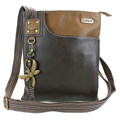 chala バッグ パッチ カバン かわいい CHALA SWING Pack Cross Body Small Purse with Metal Mini Keychain (Dark Brown- Dragonfly)chala バッグ パッチ カバン かわいい