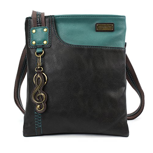 chala バッグ パッチ カバン かわいい CHALA Teal Black Color Swing Cross-body Purse with Mini Metal Charm (Teal_Mini Clef)chala バッグ パッチ カバン かわいい
