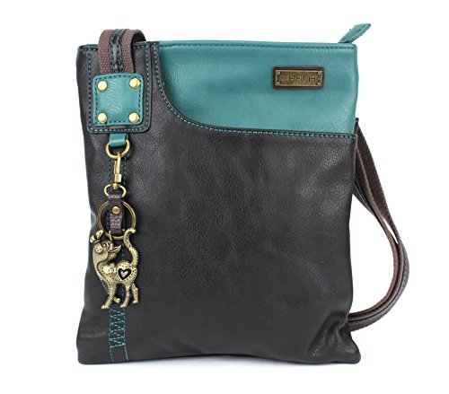 chala バッグ パッチ カバン かわいい CHALA Crossbody Cell Phone SWING Bag Vegan Leather (Teal Black- Cat)chala バッグ パッチ カバン かわいい