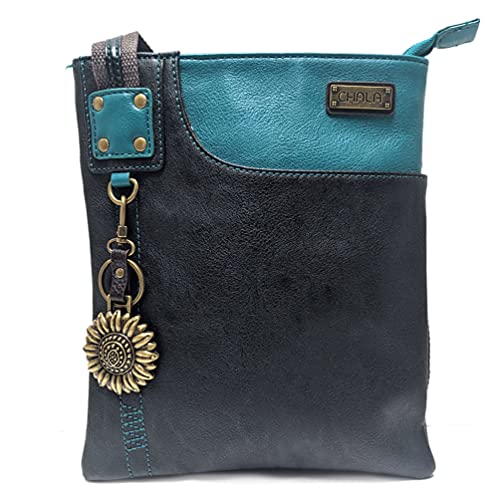 chala バッグ パッチ カバン かわいい CHALA SWING Pack Small Cross-Body Purse with Metal Mini Keychain (Black_ Mini Sunflower)chala バッグ パッチ カバン かわいい