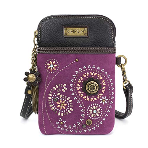 chala バッグ パッチ カバン かわいい CHALA Dazzled Cell Phone Crossbody Purse-Women PU Leather Multicolor Handbag with Adjustable Strap - Paisley - purplechala バッグ パッチ カバン かわいい