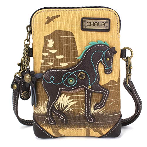 chala 御徒面子 継ぎ切れ 鞄 愛くるしい CHALA Canvas Cell Phone Crossbody Purse - Women Multicolor Handbag with Adjustable Strap - Horse - brownchala 御徒面子 継ぎ切れ 鞄 愛くるしい