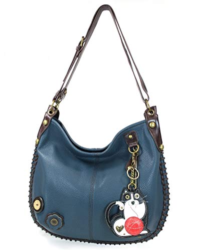 chala バッグ パッチ カバン かわいい Large Charming Hobo/Xbody with Adjustable Strap, Navy Blue, 16.5 x 0.5 x 13 in (Tuxedo Cat Coin Purse)chala バッグ パッチ カバン かわいい｜angelica