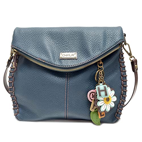 chala バッグ パッチ カバン かわいい CHALA Charming Crossbody Bag - Flap Top and Key Charm in Navy Blue, Cross-Body or Shoulder (Mini Daisy)chala バッグ パッチ カバン かわいい|angelica
