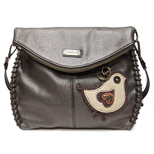 chala バッグ パッチ カバン かわいい CHALA Charming Crossbody Bag Shoulder Handbag With Flap Top and Zipper Navy/Pewter (Coin Purse_ White Bird)chala バッグ パッチ カバン かわいい