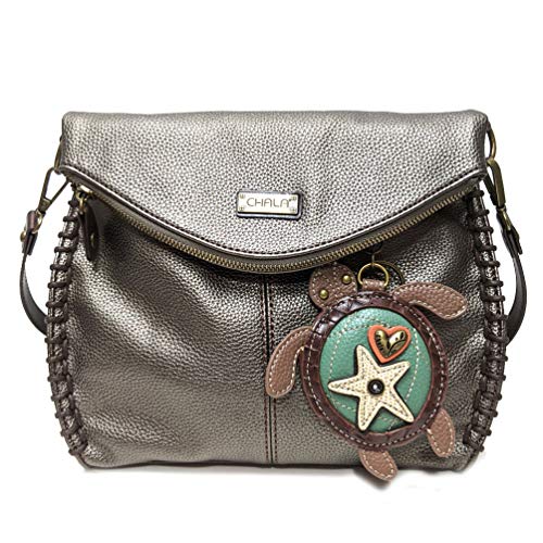 chala バッグ パッチ カバン かわいい CHALA Charming Crossbody Bag Shoulder Handbag With Flap Top and Zipper Navy/Pewter (Coin Purse_Sea Turtle)chala バッグ パッチ カバン かわいい