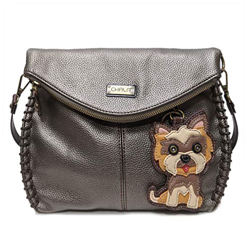 chala バッグ パッチ カバン かわいい CHALA Charming Crossbody Bag Shoulder Handbag With Flap Top and Zipper Navy/Pewter (Coin Purse_ Yorkie)chala バッグ パッチ カバン かわいい｜angelica