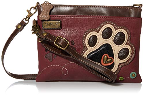chala 御徒面子 継ぎ切れ 鞄 愛くるしい CHALA Mini Crossbody/Purse with Convertible Strap Stylish, Compact, Versatile - Paw Print - ivory - maroonchala 御徒面子 継ぎ切れ 鞄 愛くるしい