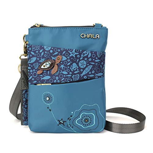 chala 御徒面子 継ぎ切れ 鞄 愛くるしい CHALA Venture Evolution RFID Cell Phone Purse - Women Nylon/Faux Leather Xbody Handbag with Adjustable Strap - Turtle - turquoisechala 御徒面子 継ぎ切れ 鞄 愛くるしい