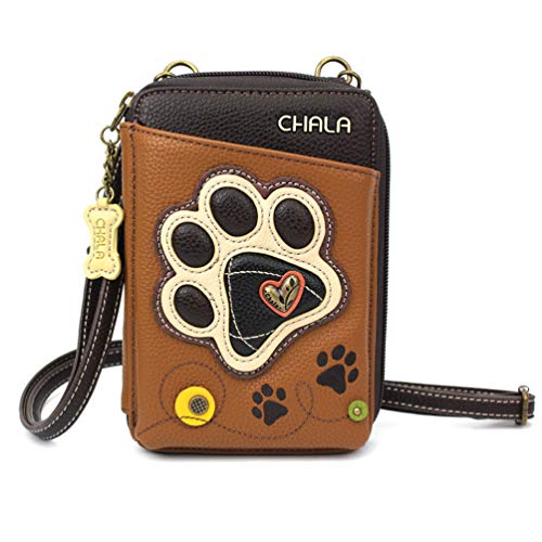 chala 紙入れ 継ぎ切れ ウォレット チャラ CHALA Wallet Crossbody Cell Phone Purse - Women Faux Leather Multicolor Handbag with Adjustable Strap - Paw Print - brownchala 紙入れ 継ぎ切れ ウォレット チャラ