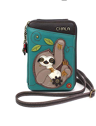 chala 紙入れ 継ぎ切れ ウォレット チャラ CHALA Wallet Crossbody Cell Phone Purse - Women Faux Leather Multicolor Handbag with Adjustable Strap - Sloth - turquoisechala 紙入れ 継ぎ切れ ウォレット チャラ
