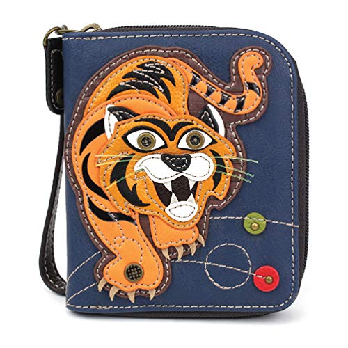 chala 紙入れ 継ぎ切れ ウォレット チャラ CHALA Zip Around Wallet, Wristlet, 8 Credit Card Slots, Sturdy Pu Leather - Tiger - Navychala 紙入れ 継ぎ切れ ウォレット チャラ