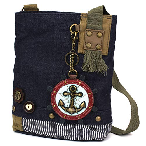 chala バッグ パッチ カバン かわいい Chala Patch Cross-Body Women Handbag, Blue Denim Canvas Messenger Bag - Anchor - Denimchala バッグ パッチ カバン かわいい｜angelica