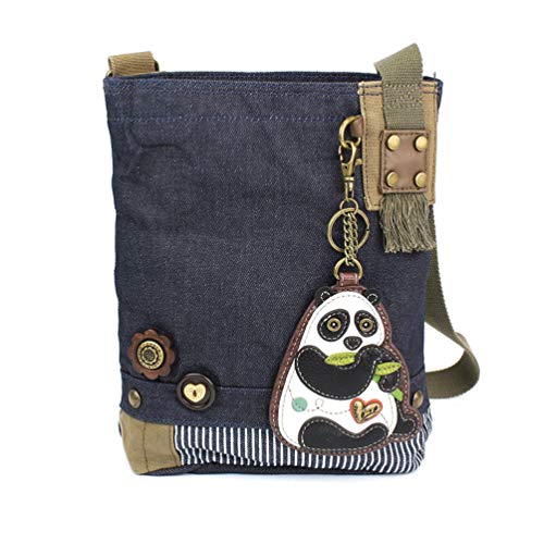 chala バッグ パッチ カバン かわいい Chala Patch Cross-Body Women Handbag, Blue Denim Canvas Messenger Bag (New Panda Denim)chala バッグ パッチ カバン かわいい