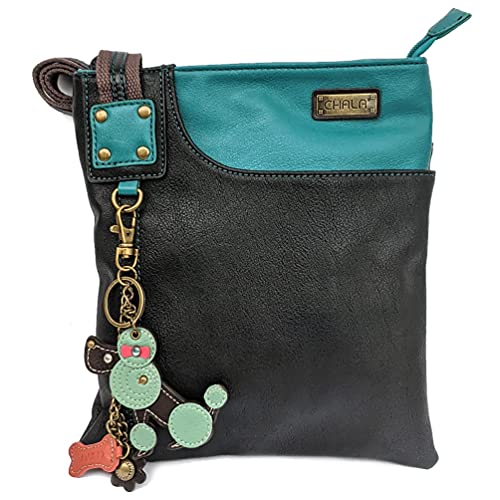 chala バッグ パッチ カバン かわいい CHALA SWING Pack Smartphone Cross-Body Purse Purse Charm (Black Mini Teal Poodle)chala バッグ パッチ カバン かわいい