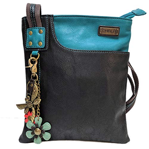 chala 御徒面子 継ぎ切れ 鞄 愛くるしい CHALA SWING Pack Smartphone Cross-Body Purse Purse Charm (Black_Dragonfly with Teal Flower)chala 御徒面子 継ぎ切れ 鞄 愛くるしい