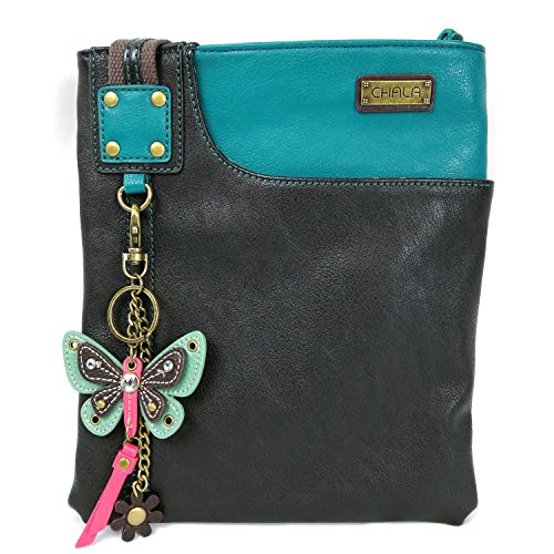 chala バッグ パッチ カバン かわいい CHALA SWING Pack Smartphone Cross-Body Purse Purse Charm (Black_teal Butterfly)chala バッグ パッチ カバン かわいい