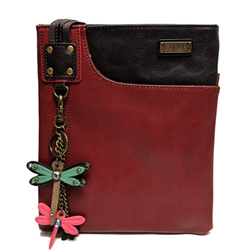 chala バッグ パッチ カバン かわいい CHALA SWING Pack Smartphone Cross-Body Purse Purse Charm (Burgundy_ Mini Teal Dragonfly)chala バッグ パッチ カバン かわいい