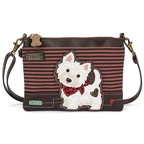 chala バッグ パッチ カバン かわいい Chala Westie Mini Crossbody Phone Purse with Burgundy Stripe (Westie)chala バッグ パッチ カバン かわいい