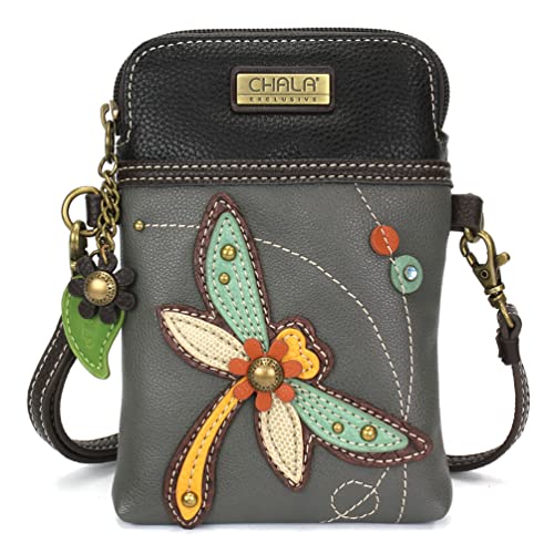 chala バッグ パッチ カバン かわいい CHALA Crossbody Cell Phone Purse | Women Wristlet Handbags with Adjustable Strap (Special Edition_ Grey Dragonfly)chala バッグ パッチ カバン かわいい