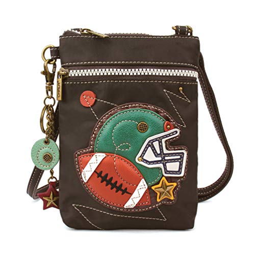 chala 御徒面子 継ぎ切れ 鞄 愛くるしい CHALA Crossbody RFID Cell Phone Purse - Women Nylon/Faux Leather Multicolor Handbag with Adjustable Strap Venture - Football - brownchala 御徒面子 継ぎ切れ 鞄 愛くるしい