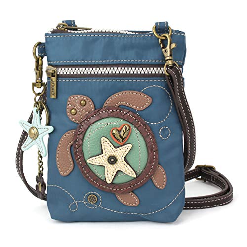 chala バッグ パッチ カバン かわいい CHALA Crossbody RFID Cell Phone Purse - Women Nylon/Faux Leather Multicolor Handbag with Adjustable Strap Venture - Turtle - turquoisechala バッグ パッチ カバン かわいい