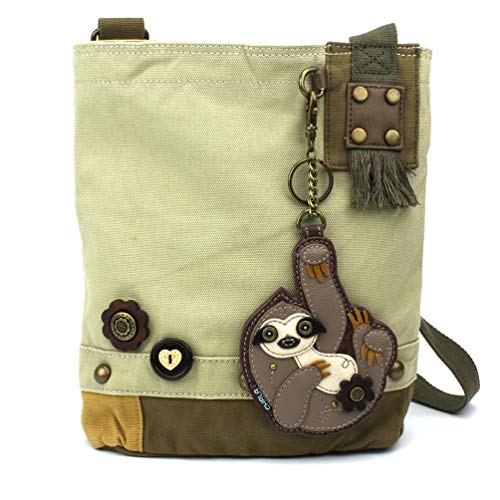 chala バッグ パッチ カバン かわいい CHALA Patch Cross-Body Women Handbag, Sand Color Canvas Messenger Bag - Sloth - Sandchala バッグ パッチ カバン かわいい