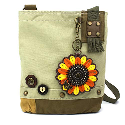 chala バッグ パッチ カバン かわいい CHALA Patch Cross-Body Women Handbag, Sand Color Canvas Messenger Bag - Sunflower - Sandchala バッグ パッチ カバン かわいい