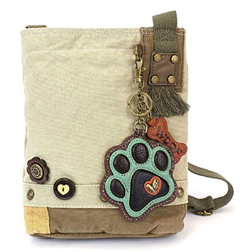 chala バッグ パッチ カバン かわいい CHALA Womens Canvas Patch Crossbody Handbag with Keyfob- Sand (Teal Paw Print Sand)chala バッグ パッチ カバン かわいい