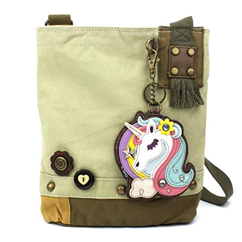 chala 御徒面子 継ぎ切れ 鞄 愛くるしい CHALA Patch Cross-Body Women Handbag, Sand Color Canvas Messenger Bag - Unicorn - Sandchala 御徒面子 継ぎ切れ 鞄 愛くるしい
