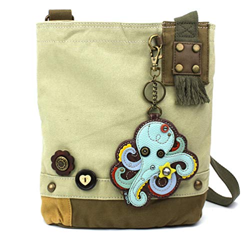 chala バッグ パッチ カバン かわいい CHALA Patch Cross-Body Women Handbag, Sand Color Canvas Messenger Bag - Octopus - Sandchala バッグ パッチ カバン かわいい|angelica